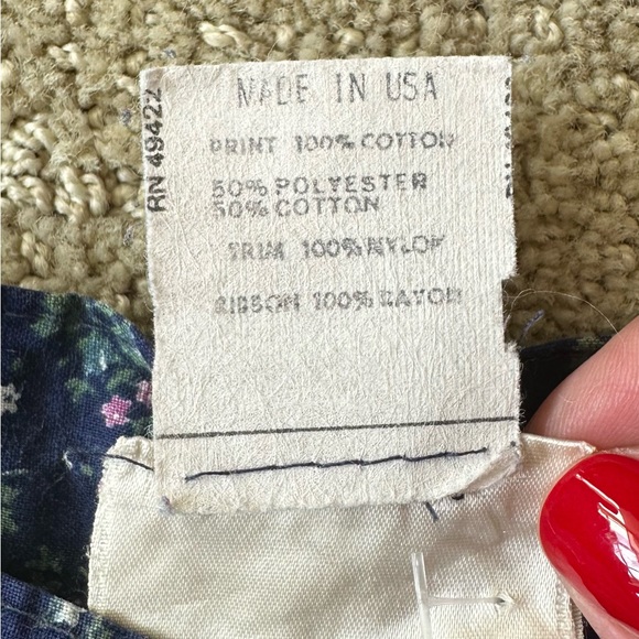VTG Gunnie Sax Jessica’s Gunnies Dark Blue Calico Lace Prairie Midi Skirt Size 7 - Picture 17 of 17